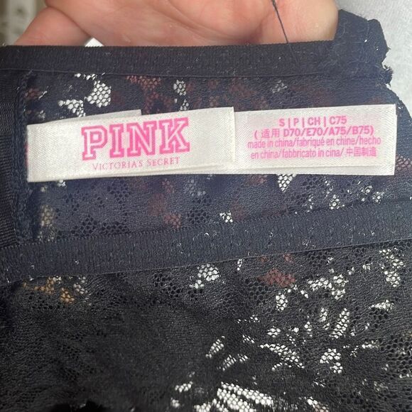 Victoria’s Secret PINK Wildflower Lace High Neck Bralette S - Black - Picture 11 of 15